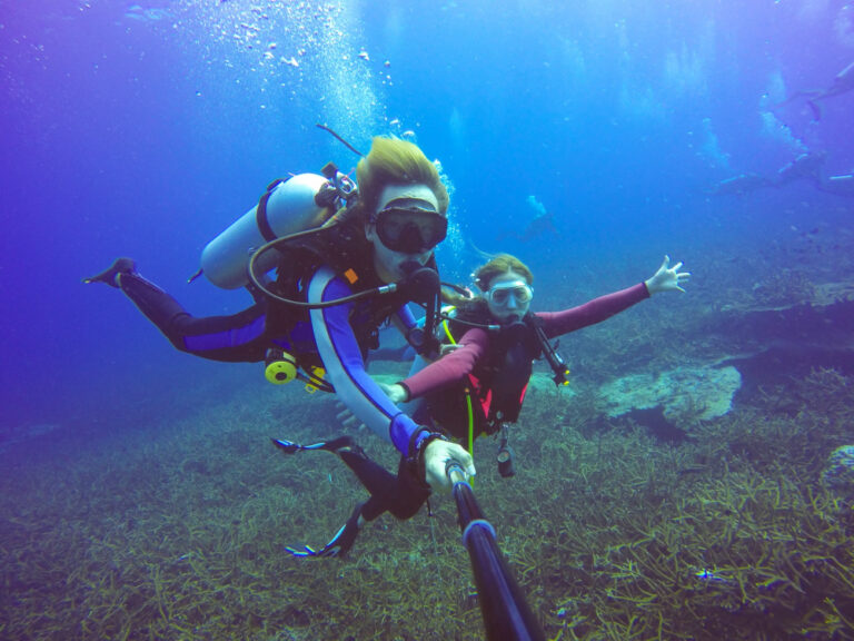 underwater-scuba-diving-selfie-shot-with-selfie-stick in Athens Greece